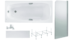 Готовое решение: акриловая ванна Roca Sureste, смеситель Grohe 32865000, стеклянная шторка Niagara
