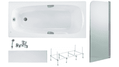 Готовое решение: акриловая ванна Roca Sureste, душевой гарнитур Bravat, стеклянная шторка Niagara