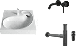Комплект 4 в 1: раковина Teymi Satu, смеситель Armatura, донный клапан и сифон Wellsee 182119-23