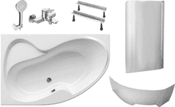 Готовое решение: акриловая ванна Ravak Rosa II, стеклянная шторка Ravak Rosa, смеситель Am.Pm X-Joy