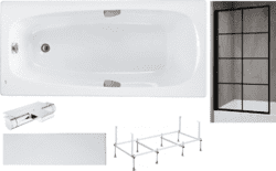 Готовое решение: акриловая ванна Roca Sureste, термостатический смеситель Grohe, шторка Rea