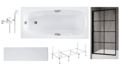 Готовое решение: акриловая ванна Roca Sureste, душевой гарнитур Grohe 3330220A, шторка Rea