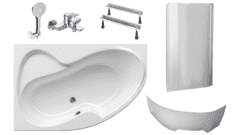 Готовое решение: акриловая ванна Ravak Rosa I, стеклянная шторка Ravak Rosa, смеситель Am.Pm X-Joy