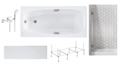 Готовое решение: акриловая ванна Roca Sureste, душевой гарнитур Grohe 3330220A, шторка Ambassador 70