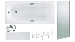 Готовое решение: акриловая ванна Roca Sureste, душевой гарнитур Clever, стеклянная шторка Niagara
