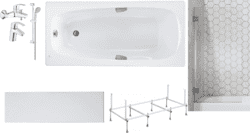 Готовое решение: акриловая ванна Roca Sureste, набор смесителей Grohe, шторка Ambassador 70