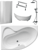 Готовое решение: акриловая ванна Ravak Rosa I, стеклянная шторка Ravak Rosa, душевая система Am.Pm