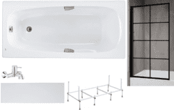 Готовое решение: акриловая ванна Roca Sureste, смеситель Grohe 32865000, шторка Rea