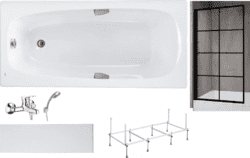 Готовое решение: акриловая ванна Roca Sureste, душевой гарнитур Ledeme, шторка Rea